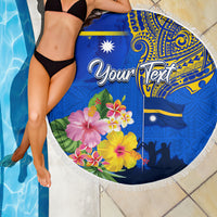 Personalised Nauru Independence Day Beach Blanket Nauruan Tribal Flag Style LT03 - Polynesian Pride