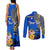 Personalised Nauru Independence Day Couples Matching Tank Maxi Dress and Long Sleeve Button Shirt Nauruan Tribal Flag Style LT03 - Polynesian Pride