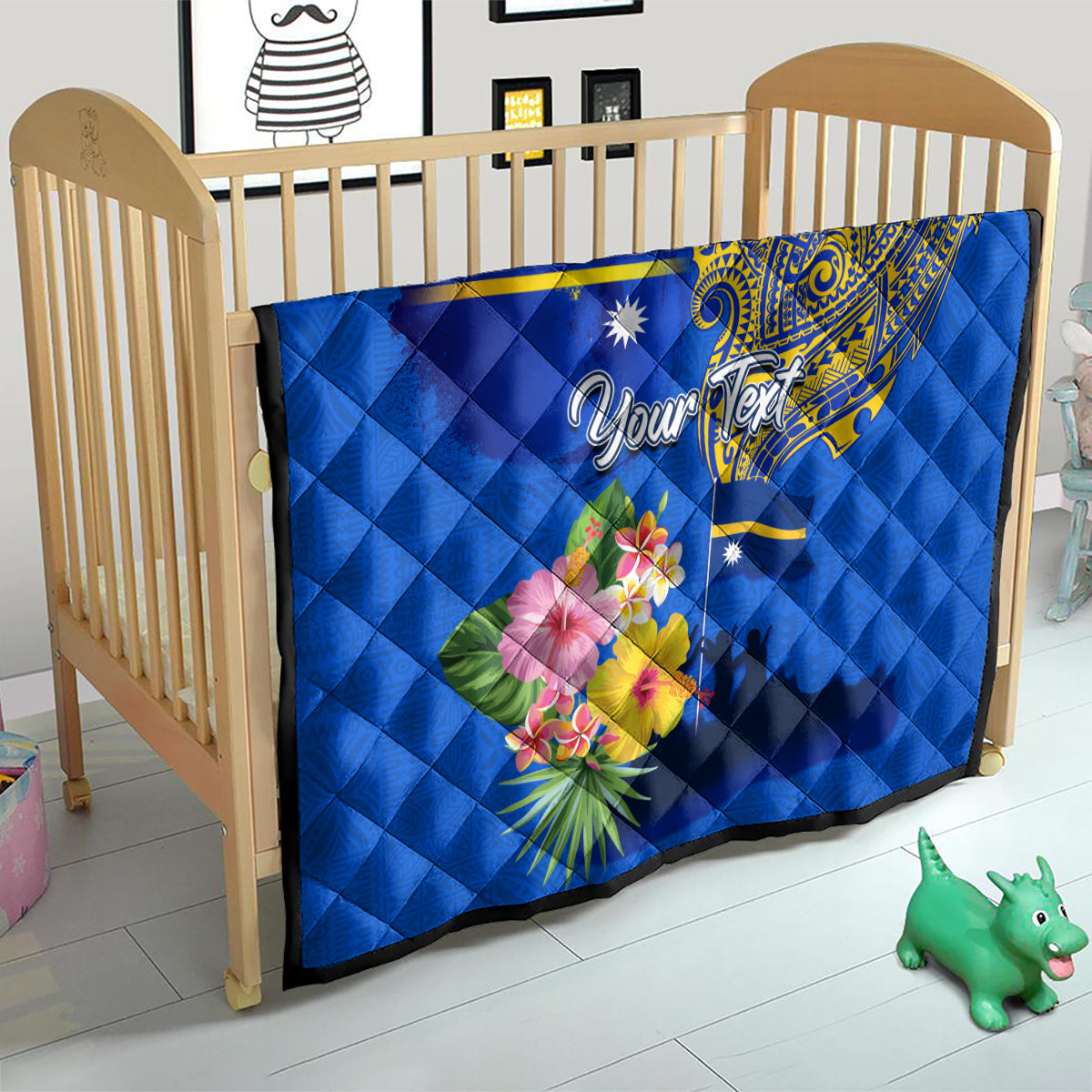 Personalised Nauru Independence Day Quilt Nauruan Tribal Flag Style LT03 - Polynesian Pride