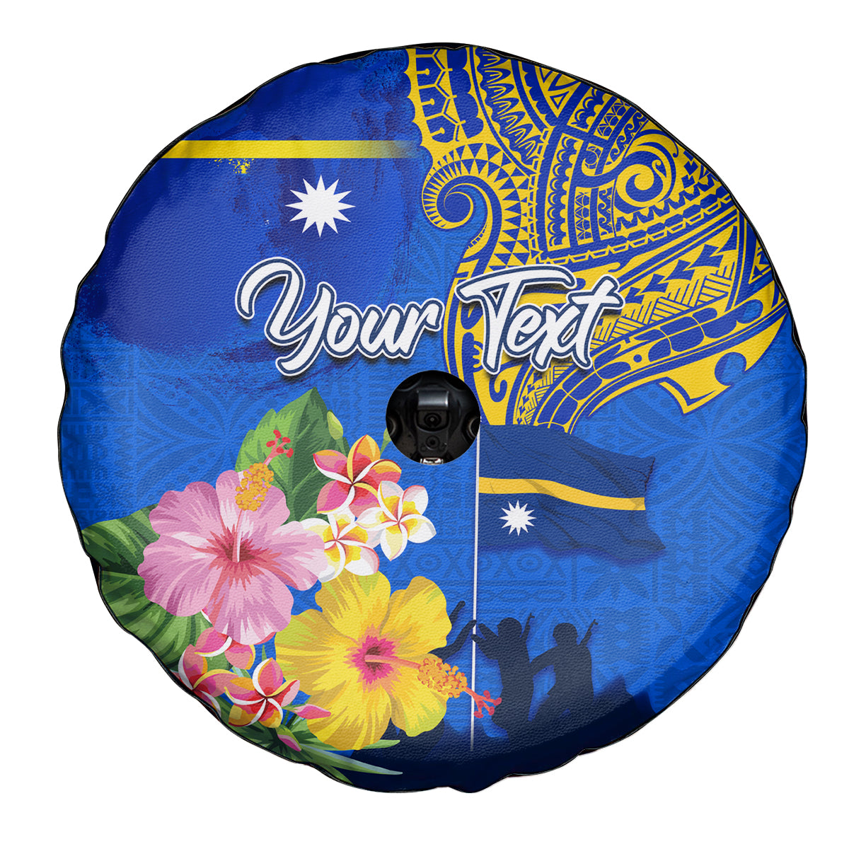Personalised Nauru Independence Day Spare Tire Cover Nauruan Tribal Flag Style LT03 - Polynesian Pride