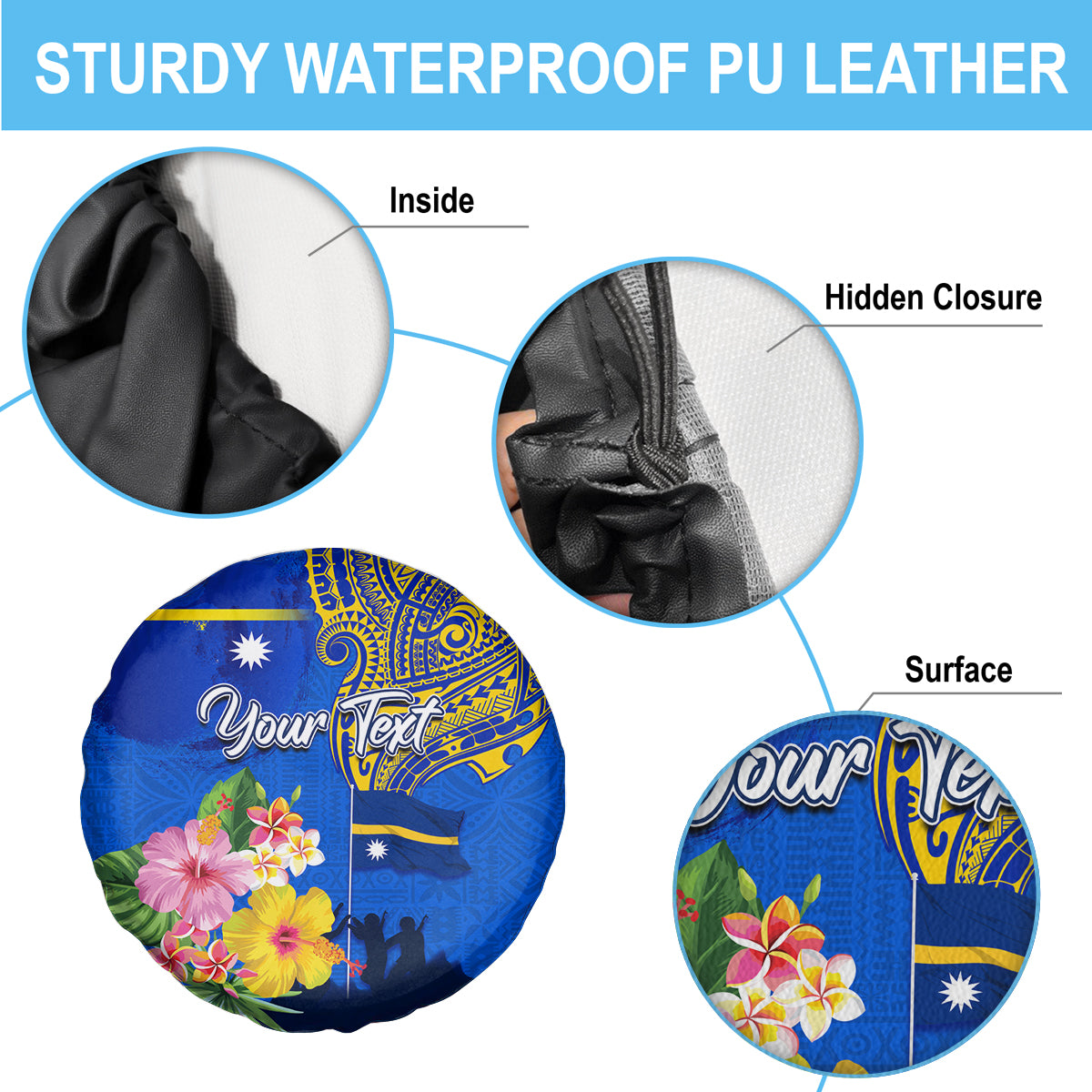 Personalised Nauru Independence Day Spare Tire Cover Nauruan Tribal Flag Style LT03 - Polynesian Pride