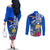 Personalised Nauru Coat of Arms Couples Matching Off The Shoulder Long Sleeve Dress and Long Sleeve Button Shirt Tropical Flower Polynesian Pattern LT03 - Polynesian Pride