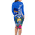 Personalised Nauru Coat of Arms Family Matching Long Sleeve Bodycon Dress and Hawaiian Shirt Tropical Flower Polynesian Pattern LT03 - Polynesian Pride