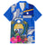 Personalised Nauru Coat of Arms Family Matching Off Shoulder Maxi Dress and Hawaiian Shirt Tropical Flower Polynesian Pattern LT03 Dad's Shirt - Short Sleeve Blue - Polynesian Pride