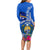 Personalised Nauru Coat of Arms Long Sleeve Bodycon Dress Tropical Flower Polynesian Pattern LT03 - Polynesian Pride