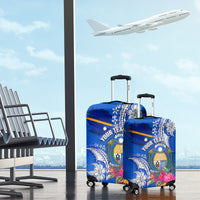 Personalised Nauru Coat of Arms Luggage Cover Tropical Flower Polynesian Pattern LT03 - Polynesian Pride