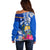 Personalised Nauru Coat of Arms Off Shoulder Sweater Tropical Flower Polynesian Pattern LT03 - Polynesian Pride