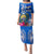 Personalised Nauru Coat of Arms Puletasi Tropical Flower Polynesian Pattern LT03 Long Dress Blue - Polynesian Pride