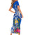 Personalised Nauru Coat of Arms Short Sleeve Bodycon Dress Tropical Flower Polynesian Pattern LT03 - Polynesian Pride