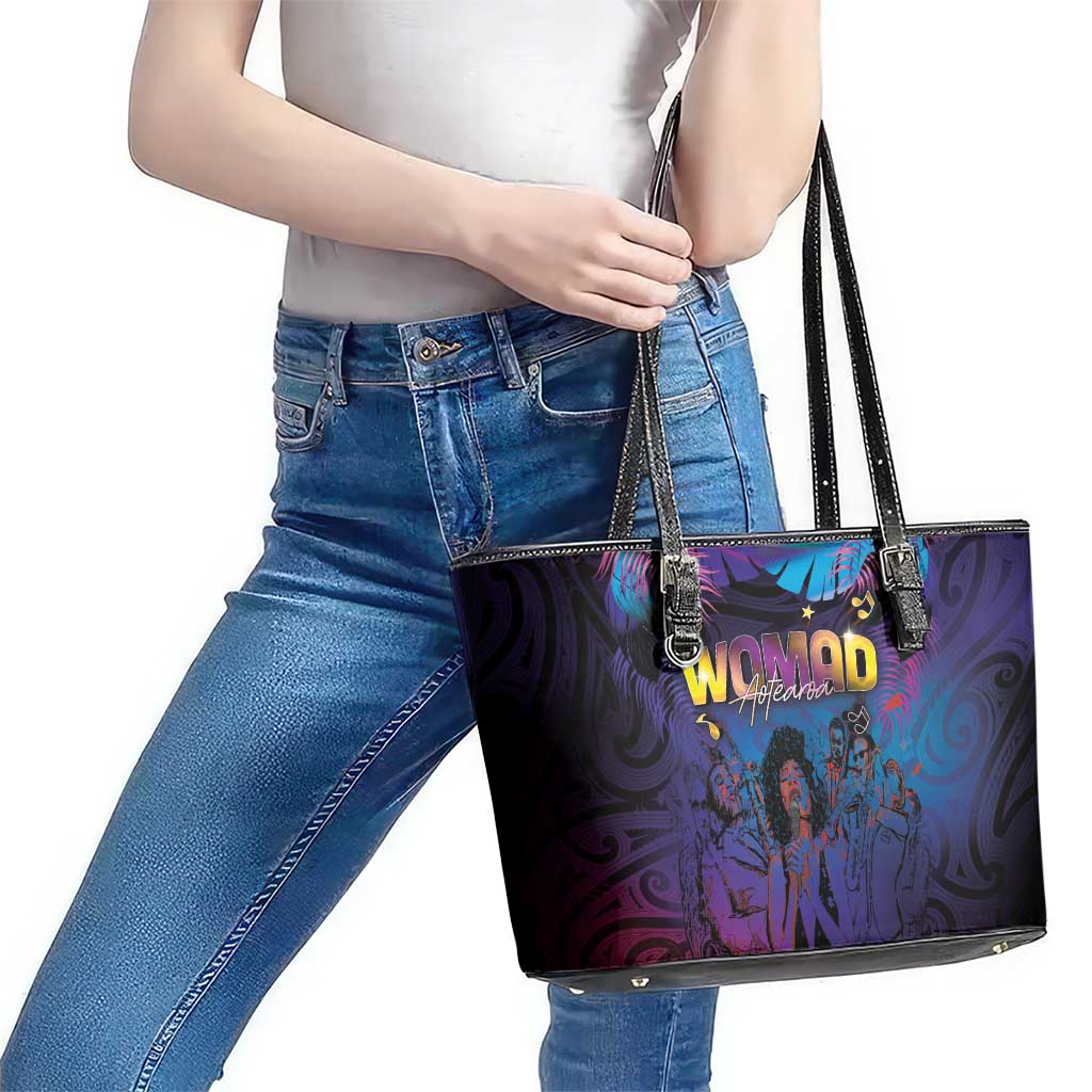 Aotearoa Arts Festival 2025 Leather Tote Bag Maori Music Art Dance - Rhythmic Vibes LT03 - Polynesian Pride