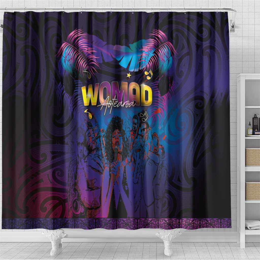 Aotearoa Arts Festival 2025 Shower Curtain Maori Music Art Dance - Rhythmic Vibes