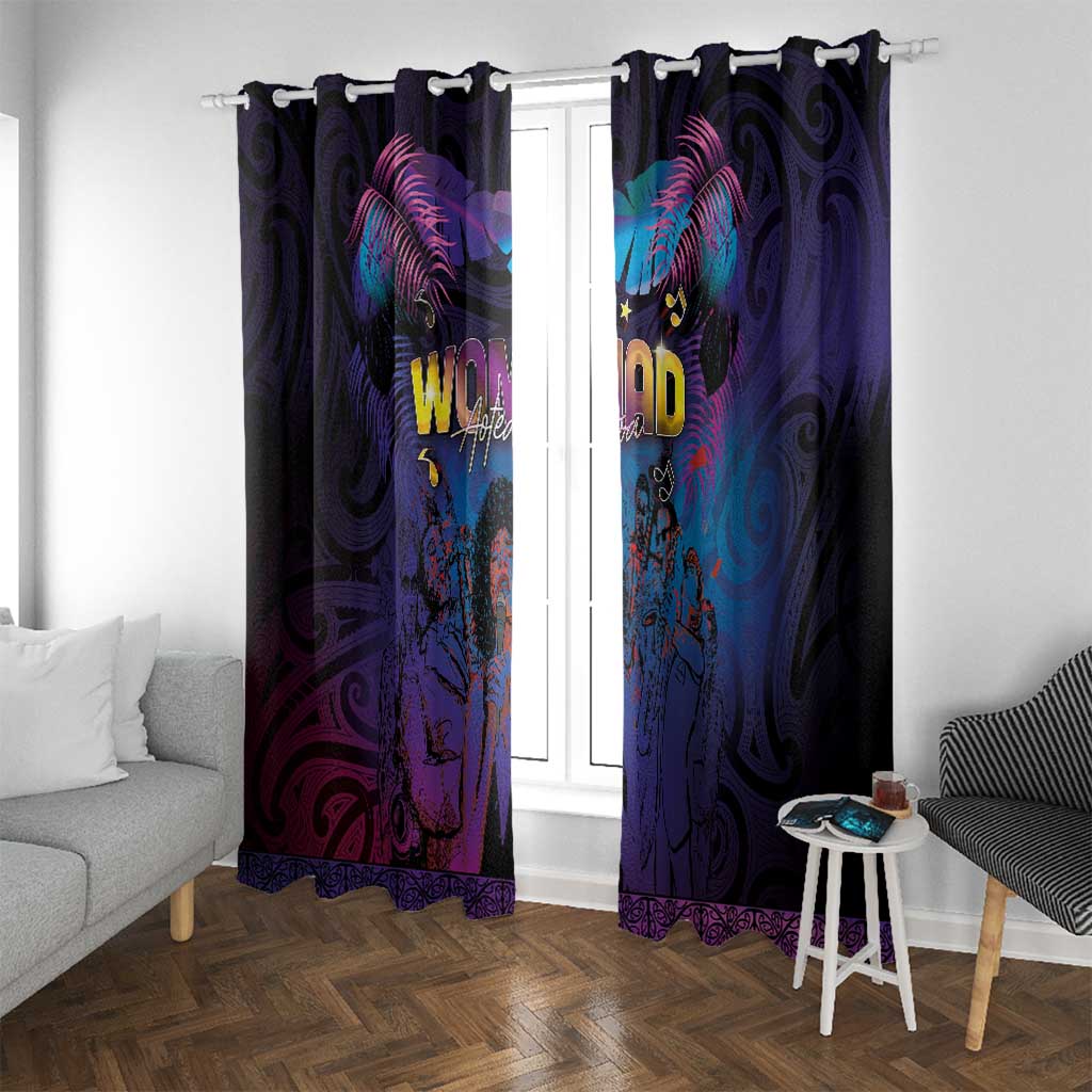 Aotearoa Arts Festival 2025 Window Curtain Maori Music Art Dance - Rhythmic Vibes LT03 With Grommets Black - Polynesian Pride