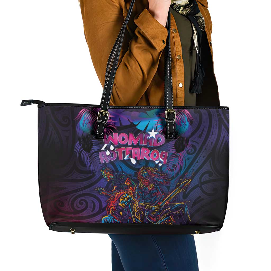 Aotearoa Arts Festival 2025 Leather Tote Bag Maori Performing Art and Music - Rhythmic Vibes