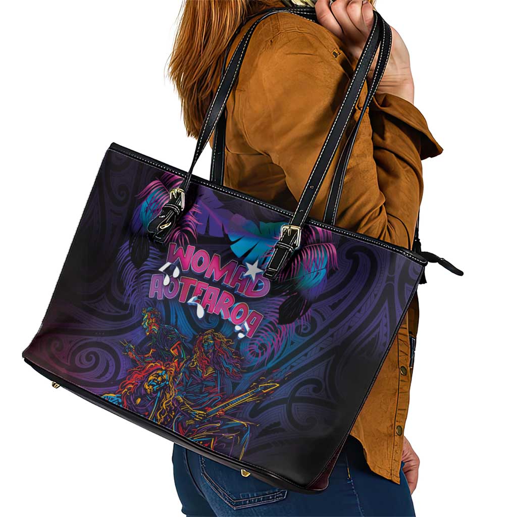 Aotearoa Arts Festival 2025 Leather Tote Bag Maori Performing Art and Music - Rhythmic Vibes