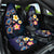 Hawaiian Turtles and Plumeria Car Seat Cover Polynesian Art Tribal Tattoo Dark Aqua Color