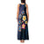 Hawaiian Turtles and Plumeria Tank Maxi Dress Polynesian Art Tribal Tattoo Dark Aqua Color