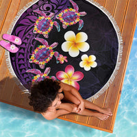 Hawaiian Turtles and Plumeria Beach Blanket Polynesian Art Tribal Tattoo Deep Violet Color LT03 - Polynesian Pride