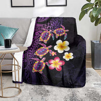 Hawaiian Turtles and Plumeria Blanket Polynesian Art Tribal Tattoo Deep Violet Color LT03 - Polynesian Pride