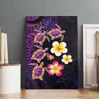 Hawaiian Turtles and Plumeria Canvas Wall Art Polynesian Art Tribal Tattoo Deep Violet Color LT03 - Polynesian Pride
