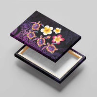 Hawaiian Turtles and Plumeria Canvas Wall Art Polynesian Art Tribal Tattoo Deep Violet Color LT03 - Polynesian Pride