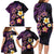 Hawaiian Turtles and Plumeria Family Matching Long Sleeve Bodycon Dress and Hawaiian Shirt Polynesian Art Tribal Tattoo Deep Violet Color