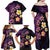 Hawaiian Turtles and Plumeria Family Matching Off Shoulder Maxi Dress and Hawaiian Shirt Polynesian Art Tribal Tattoo Deep Violet Color