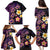 Hawaiian Turtles and Plumeria Family Matching Puletasi and Hawaiian Shirt Polynesian Art Tribal Tattoo Deep Violet Color