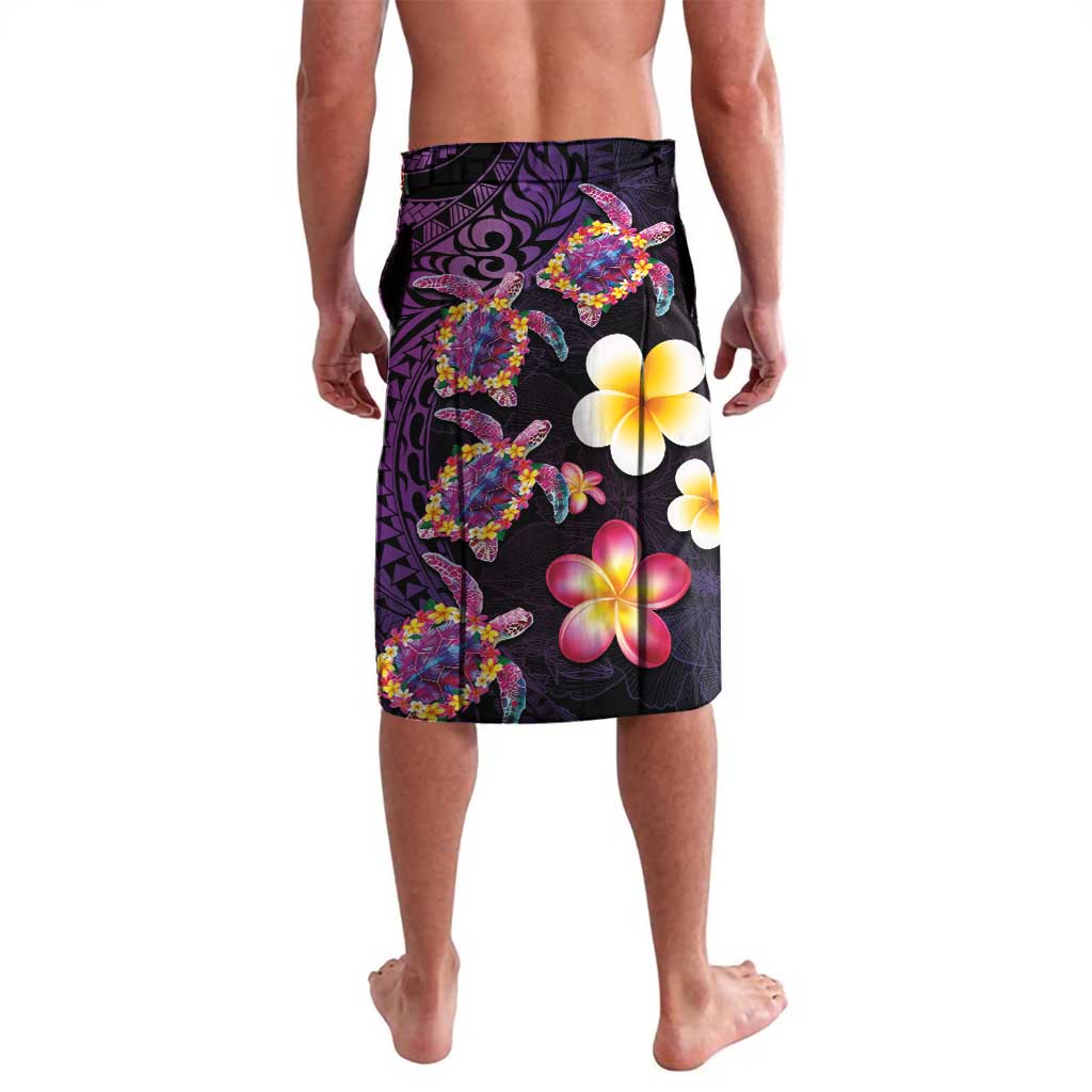 Hawaiian Turtles and Plumeria Lavalava Polynesian Art Tribal Tattoo Deep Violet Color