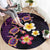 Hawaiian Turtles and Plumeria Round Carpet Polynesian Art Tribal Tattoo Deep Violet Color