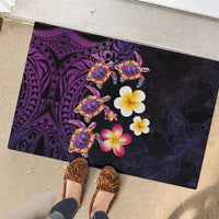 Hawaiian Turtles and Plumeria Rubber Doormat Polynesian Art Tribal Tattoo Deep Violet Color LT03 - Polynesian Pride