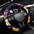 Hawaiian Turtles and Plumeria Steering Wheel Cover Polynesian Art Tribal Tattoo Deep Violet Color