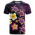 Hawaiian Turtles and Plumeria T Shirt Polynesian Art Tribal Tattoo Deep Violet Color