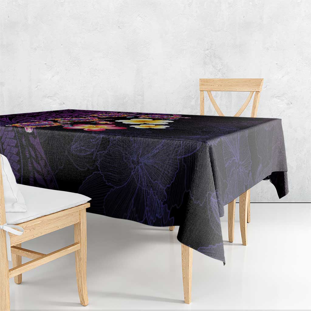 Hawaiian Turtles and Plumeria Tablecloth Polynesian Art Tribal Tattoo Deep Violet Color LT03 - Polynesian Pride