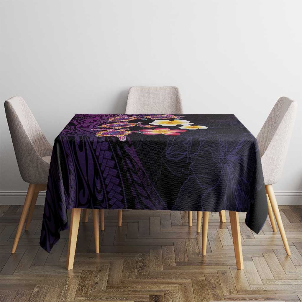 Hawaiian Turtles and Plumeria Tablecloth Polynesian Art Tribal Tattoo Deep Violet Color LT03 - Polynesian Pride