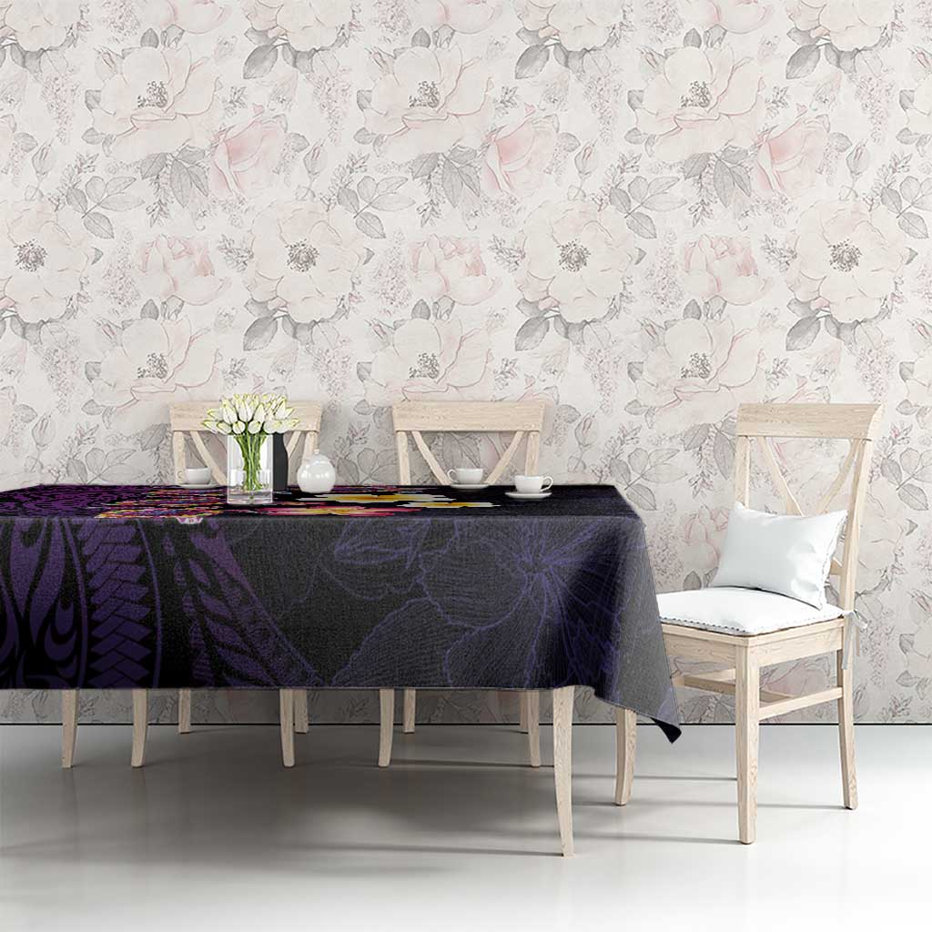 Hawaiian Turtles and Plumeria Tablecloth Polynesian Art Tribal Tattoo Deep Violet Color LT03 - Polynesian Pride