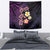Hawaiian Turtles and Plumeria Tapestry Polynesian Art Tribal Tattoo Deep Violet Color