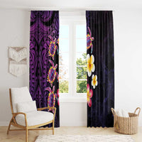 Hawaiian Turtles and Plumeria Window Curtain Polynesian Art Tribal Tattoo Deep Violet Color LT03 - Polynesian Pride