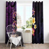 Hawaiian Turtles and Plumeria Window Curtain Polynesian Art Tribal Tattoo Deep Violet Color LT03 - Polynesian Pride