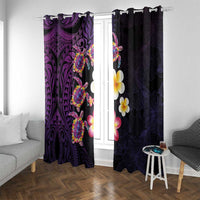 Hawaiian Turtles and Plumeria Window Curtain Polynesian Art Tribal Tattoo Deep Violet Color LT03 With Grommets Purple - Polynesian Pride
