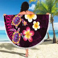 Hawaiian Turtles and Plumeria Beach Blanket Polynesian Art Tribal Tattoo Cerise LT03 - Polynesian Pride