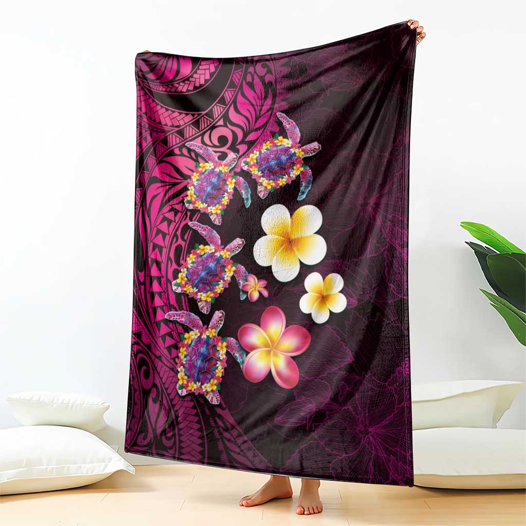 Hawaiian Turtles and Plumeria Blanket Polynesian Art Tribal Tattoo Cerise LT03 - Polynesian Pride