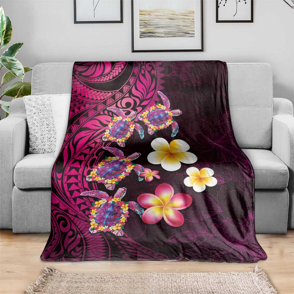 Hawaiian Turtles and Plumeria Blanket Polynesian Art Tribal Tattoo Cerise LT03 - Polynesian Pride