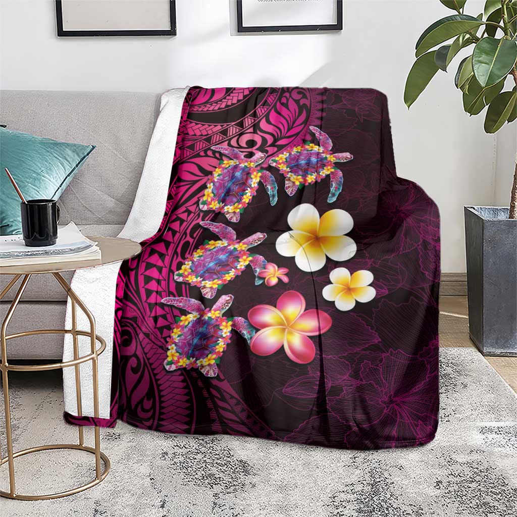 Hawaiian Turtles and Plumeria Blanket Polynesian Art Tribal Tattoo Cerise LT03 - Polynesian Pride