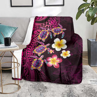 Hawaiian Turtles and Plumeria Blanket Polynesian Art Tribal Tattoo Cerise LT03 - Polynesian Pride