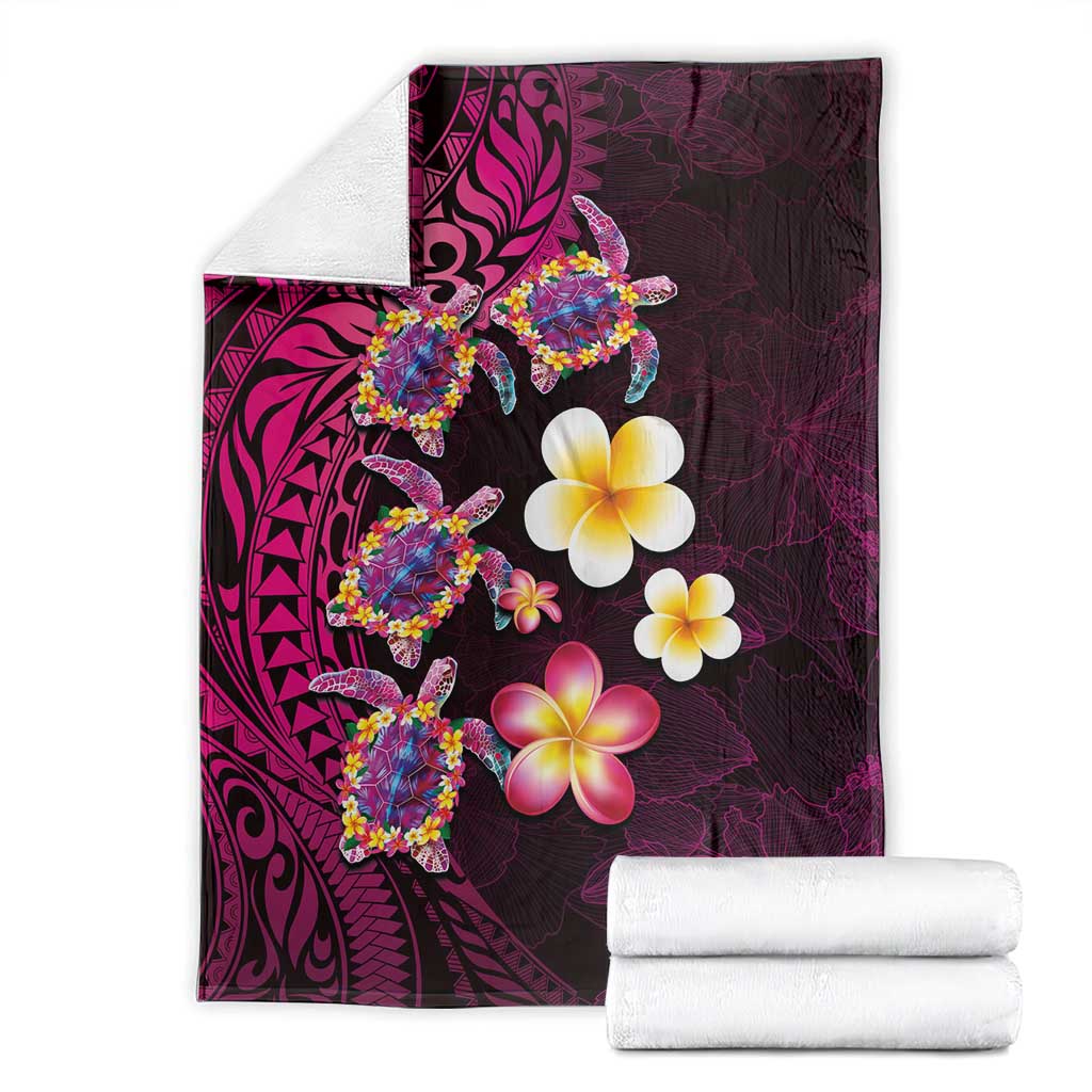 Hawaiian Turtles and Plumeria Blanket Polynesian Art Tribal Tattoo Cerise LT03 - Polynesian Pride