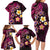 Hawaiian Turtles and Plumeria Family Matching Long Sleeve Bodycon Dress and Hawaiian Shirt Polynesian Art Tribal Tattoo Cerise