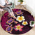 Hawaiian Turtles and Plumeria Round Carpet Polynesian Art Tribal Tattoo Cerise