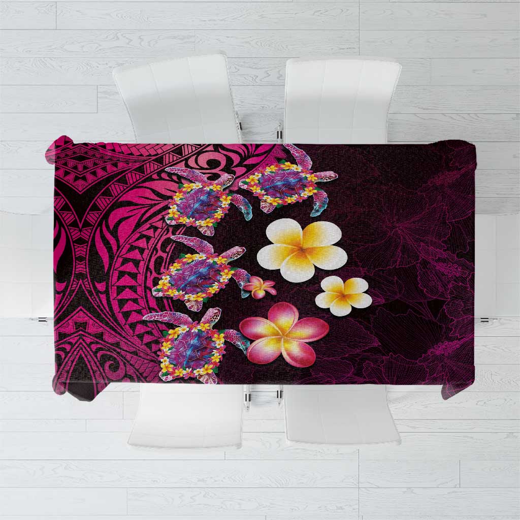Hawaiian Turtles and Plumeria Tablecloth Polynesian Art Tribal Tattoo Cerise LT03 Pink - Polynesian Pride