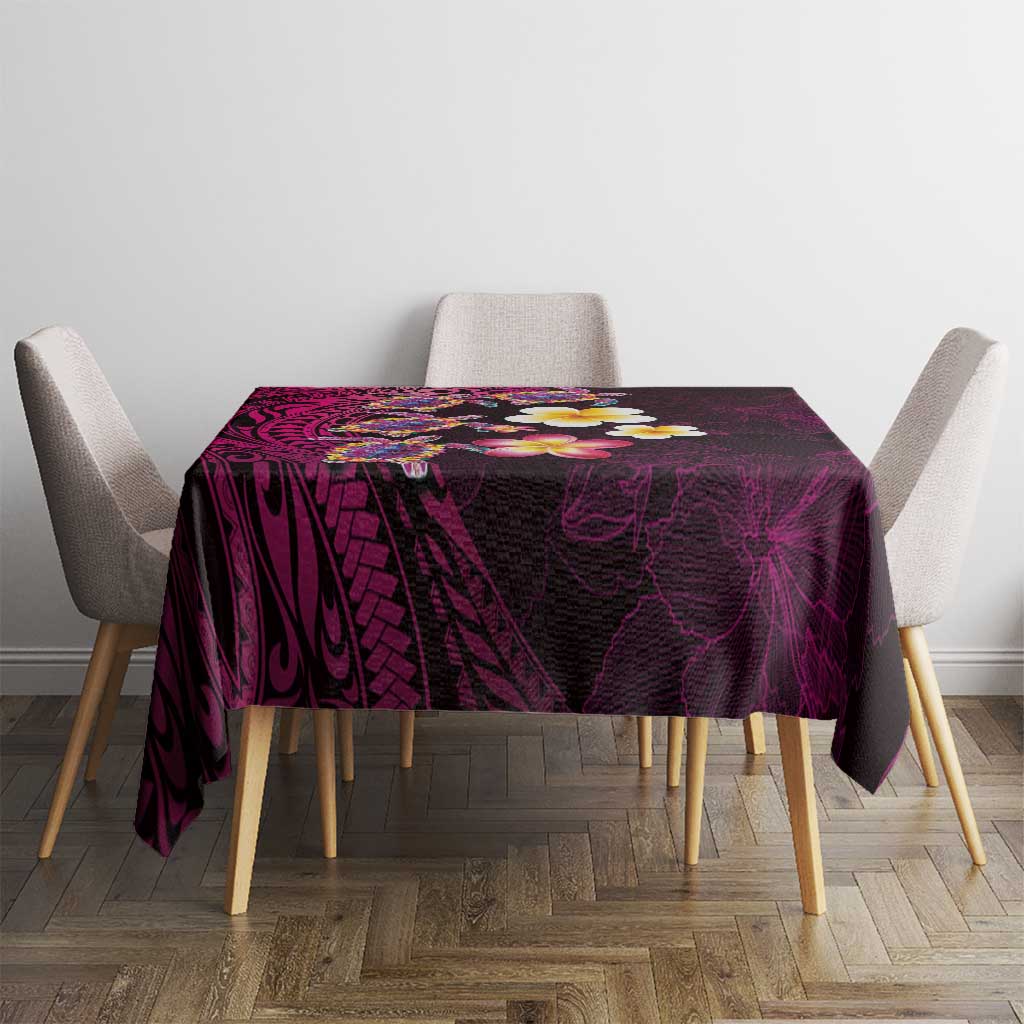 Hawaiian Turtles and Plumeria Tablecloth Polynesian Art Tribal Tattoo Cerise LT03 - Polynesian Pride