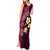 Hawaiian Turtles and Plumeria Tank Maxi Dress Polynesian Art Tribal Tattoo Cerise